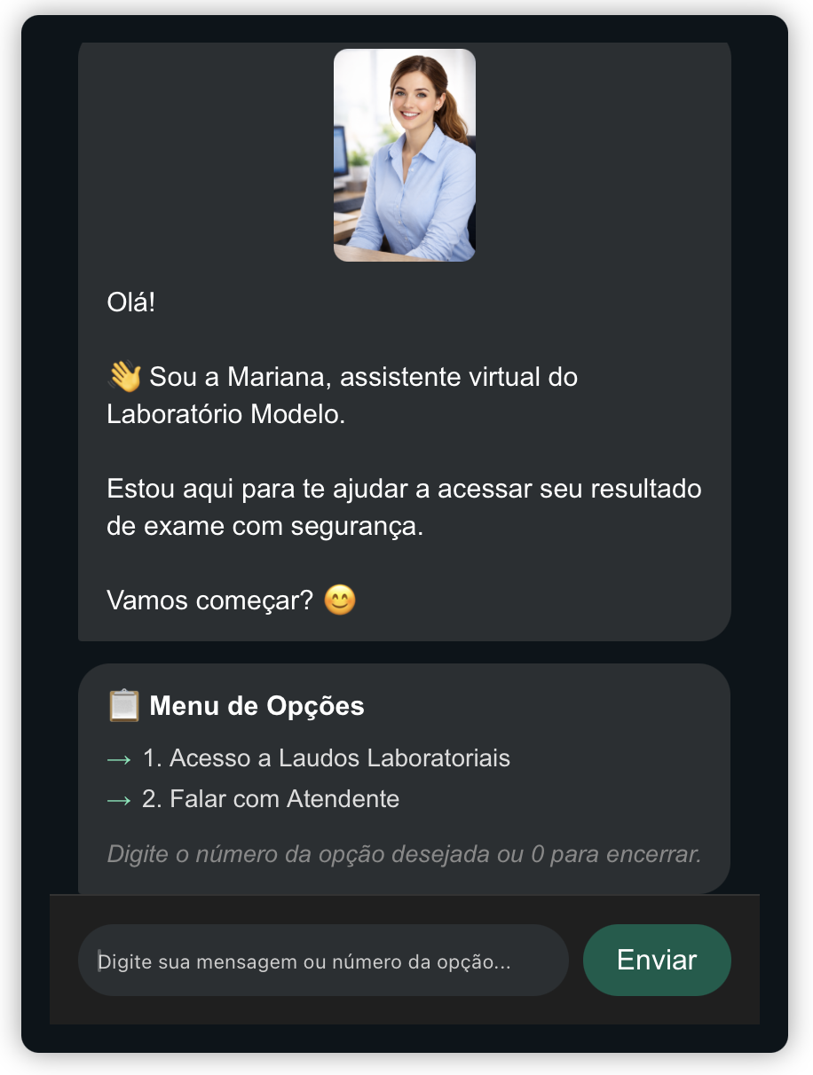 Exemplo de conversa do paciente com o chatbot de atendimento